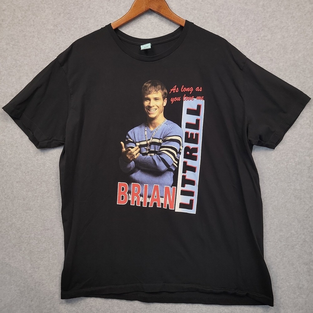 BACKSTREET BOYS BRIAN LITTRELL Graphic T-Shirt Tee Black Size XXL Cotton